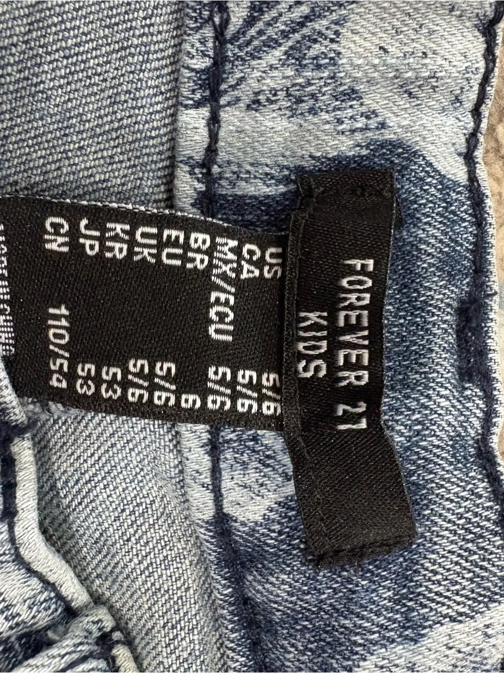 Forever 21 Blue Denim Floral Cargo Flare Jeans